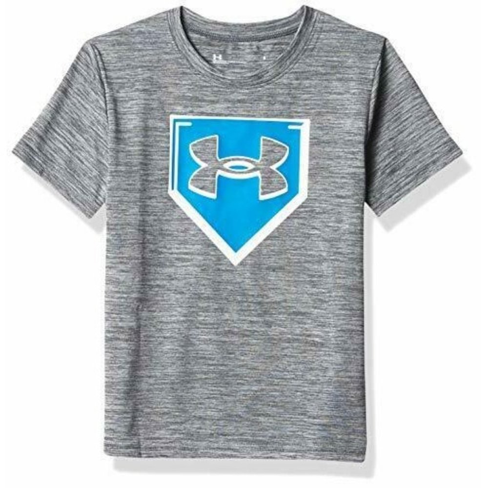 UNDER ARMOUR | Youth Boys Logo T-Shirt | Gray with Blue Size 4